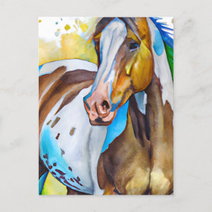 Färg för vattenfärg för färgämne Horse Vykort