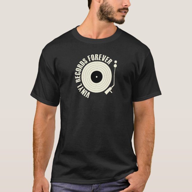 Färg för vit för vinylrekordför evigt tee shirt (Framsida)
