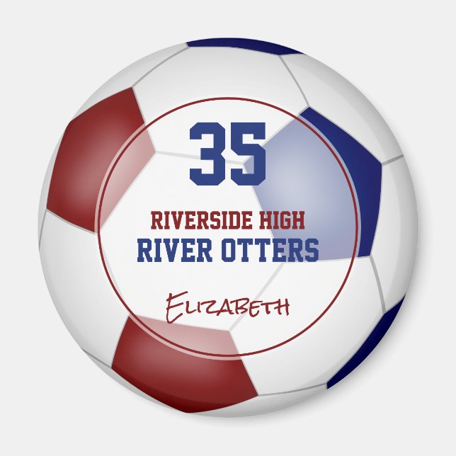 färg-fotbollslaget namn i den maronblå klubben magnet (Framsidan)