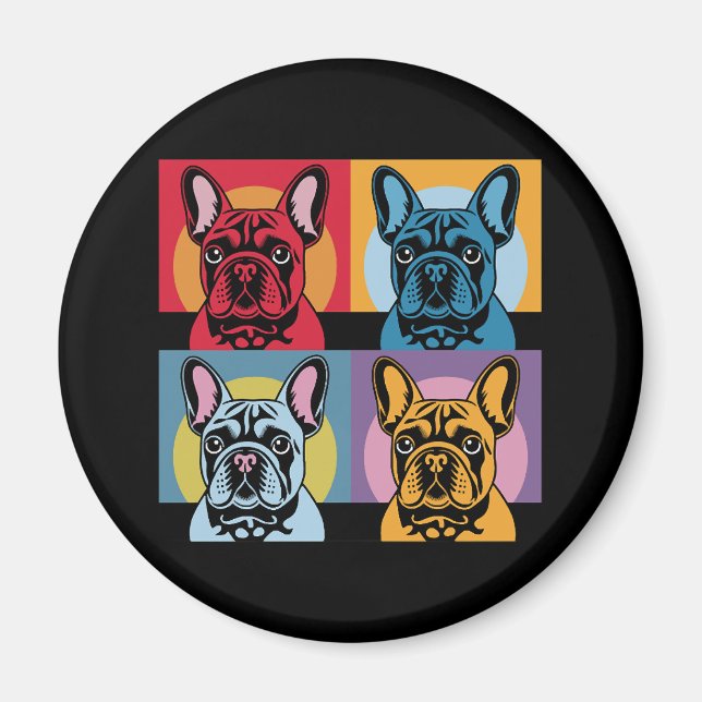 Färg Fransk Pundog-popup-design för Hund Magnet (Framsidan)