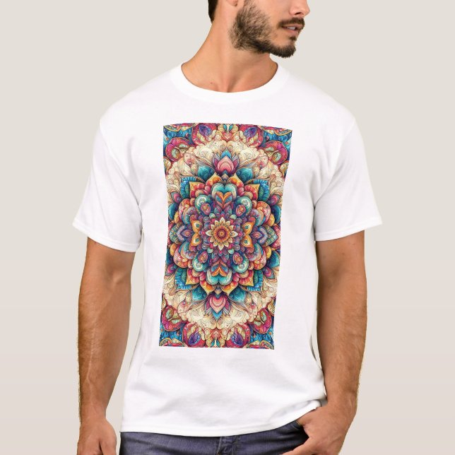 färg fullt blommigt t shirt (Framsida)
