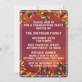 Färg Funky Fall Träd Thanksgiving Meetup Party Inbjudningar