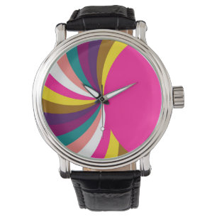Färg Funky Rand Modern Geometric Mönster 2 Armbandsur