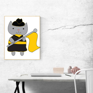 Färg Garden Flagga Katt Svart och Gul Guld Poster