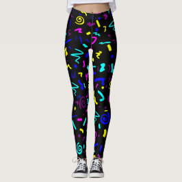 Färg Geometric 80s Inspired Avslappnad och Workout Leggings