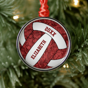 färg, gigantiskt, vitt volleybolllag julgransprydnad metall