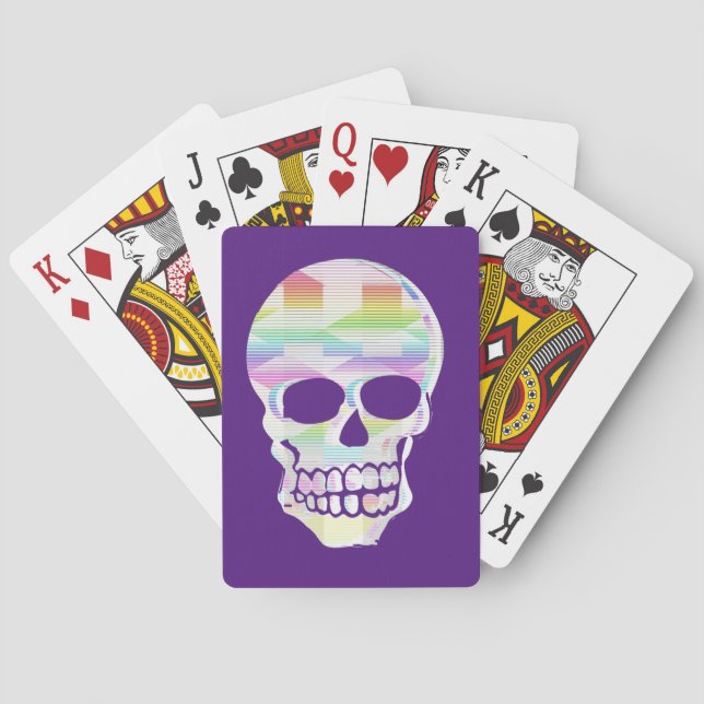 Färg Glitch Skull Casinokort (Baksidan)