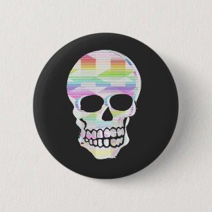 Färg Glitch Skull Knapp