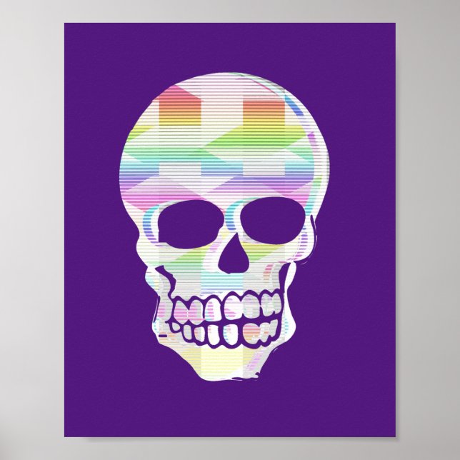 Färg Glitch Skull Poster (Framsidan)