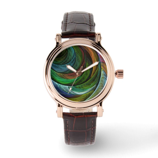 Färg Glory Modern Abstrakt Art Mönster Elegant Armbandsur (Framsida)