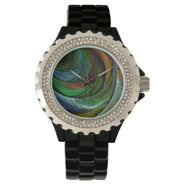 Färg Glory Modern Abstrakt Art Mönster Elegant Armbandsur (Framsida)