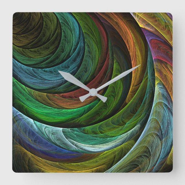 Färg Glory Modern Abstrakt Art Mönster Elegant Fyrkantig Klocka (Framsida)