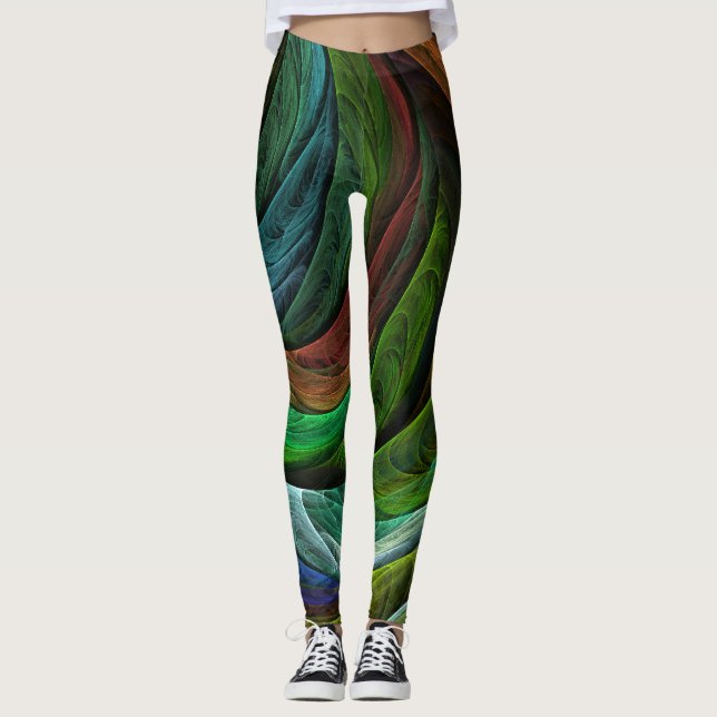 Färg Glory Modern Abstrakt Art Mönster Elegant Leggings (Framsida)