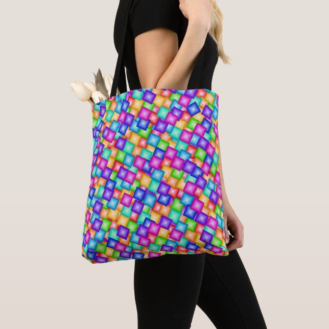 Färg Gnistra Cubes Tote Bag Tygkasse (Närbild)