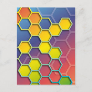 färg grafik, hexagon vykort