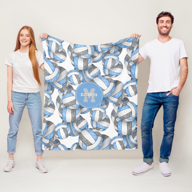 färg-grått volleyball-idrottslag fleecefilt (På plats)