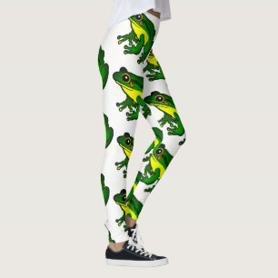 Färg Grönt Frog Mönster Leggings