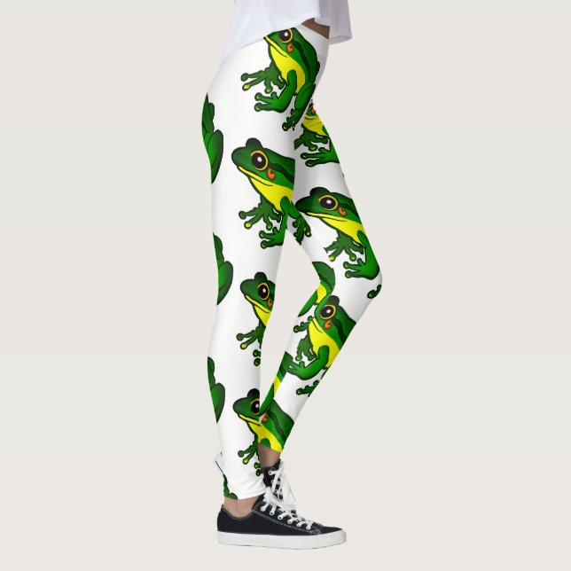 Färg Grönt Frog Mönster Leggings (Höger)