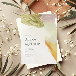 Färg Grönt Modern Abstrakt Art Bröllop Inbjudningar