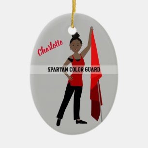 Färg Guard African American in Red and Black Julgransprydnad Keramik