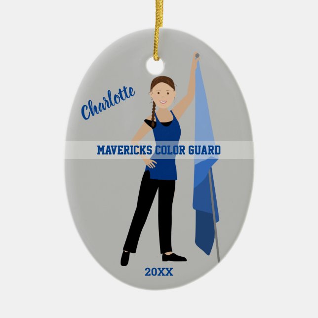 Färg Guard Brown Hair Braid in Blue & Black Julgransprydnad Keramik (Framsidan)