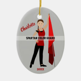 Färg Guard Brown Hair Braid Red & Black Julgransprydnad Keramik