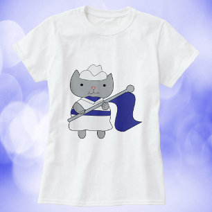 Färg Guard Cat Blue White T Shirt