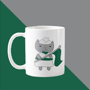Färg Guard Cat Grönt och White Kaffemugg