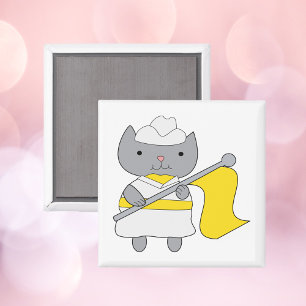Färg Guard Flagga Team Grått Cat Gult White Magnet