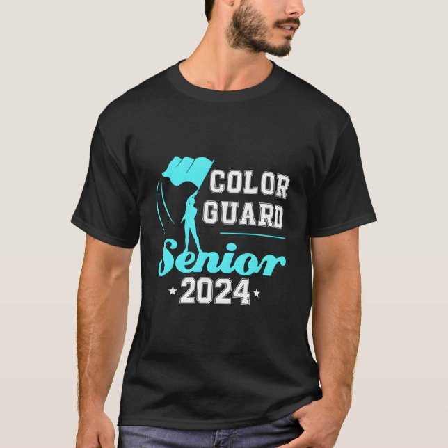 Färg Guard Senior 2024 Flaggor Studenten High Scho T Shirt (Framsida)