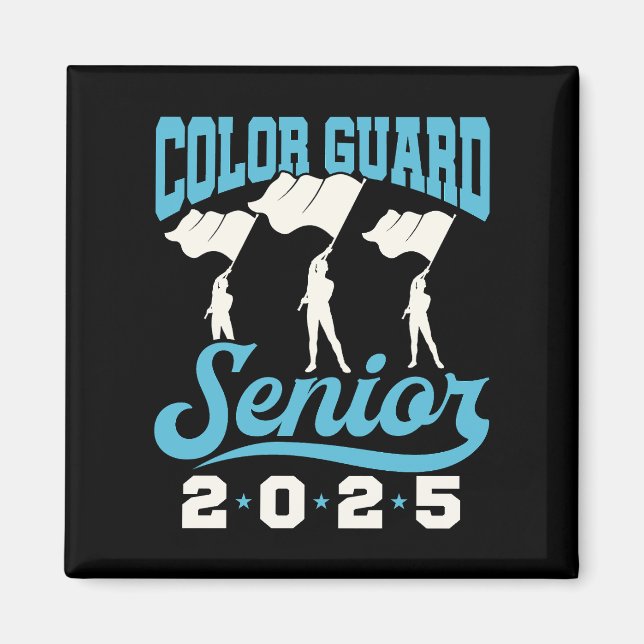 Färg Guard Senior 2025 Class Flaggor Studenten Magnet (Framsidan)