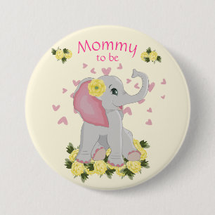 Färg Gult "Mamma to be" babydusch Elephant Knapp