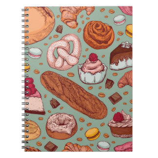 Färg-hand plockade-sketch stil-bageripåse. Diffe Anteckningsbok