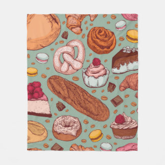 Färg-hand plockade-sketch stil-bageripåse. Diffe Fleecefilt