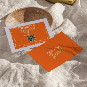 Färg handskriven Roligt målad QR-kod Bröllop OSA Kort