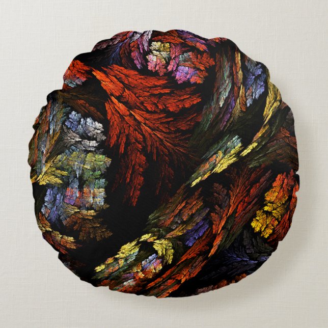 Färg Harmony Abstrakt Art Round Pillow Rund Kudde (Framsidan)