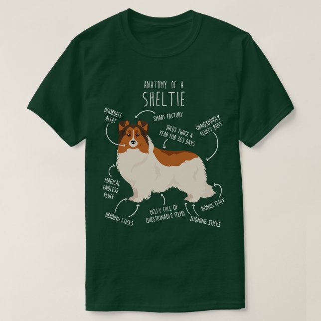 Färg Headed White Sheltie Shetland Sheepdog Anato T Shirt (Design framsida)