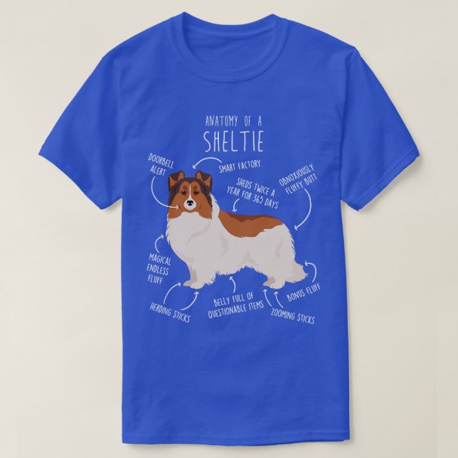 Färg Headed White Sheltie Shetland Sheepdog Anato T Shirt (Design framsida)