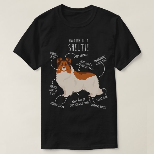 Färg Headed White Sheltie Shetland Sheepdog Anato T Shirt (Design framsida)