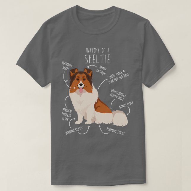 Färg Headed White Sheltie Shetland Sheepdog Anato T Shirt (Design framsida)