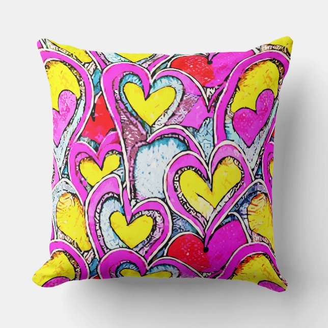 Färg Heart-former i Art Mosaic Kudde (Framsida)