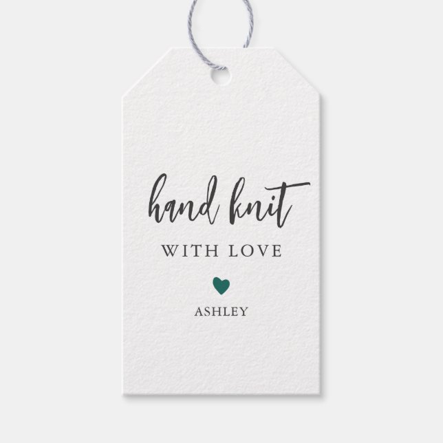 Färg Heart Hand Sticka med Kärlek, handgjord Presentetikett (Framsidan)