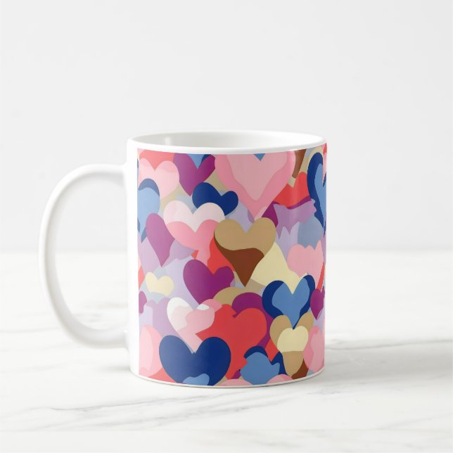 Färg Heart Mönster Kaffemugg (Vänster)