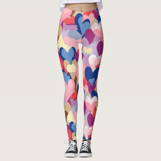 Färg Heart Mönster Leggings (Framsida)