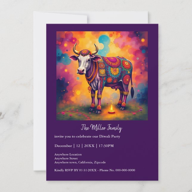 Färg Heliga Diwali Cows in Festive Disguises (Framsida)