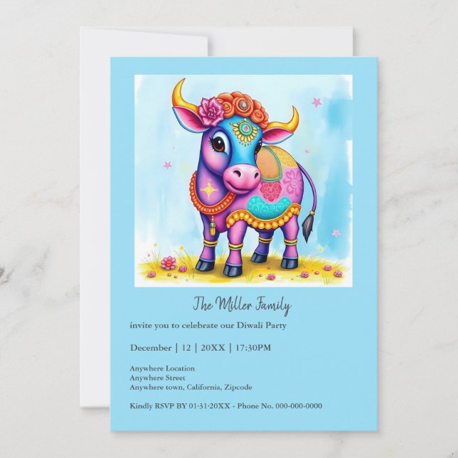 Färg Heliga Diwali Cows in Festive Disguises (Framsida)