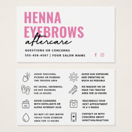 Färg Henna Brows Brows Brows Tint Aftercare Card Visitkort