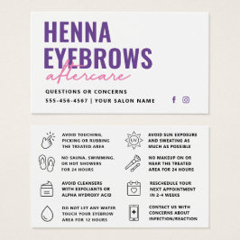 Färg Henna Brows Brows Brows Tint Aftercare Card Visitkort