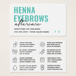 Färg Henna Brows Brows Brows Tint Aftercare Card Visitkort
