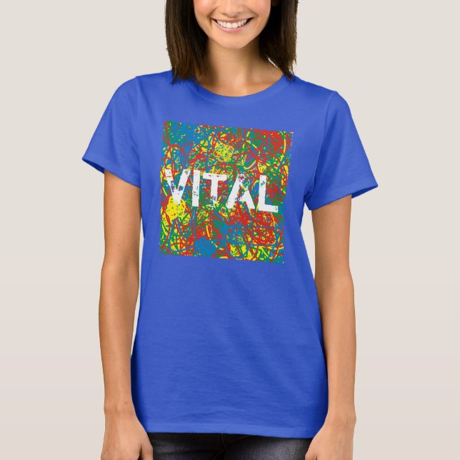 Färg Hett  VITAL gult röd blå grönt vit T Shirt (Framsida)